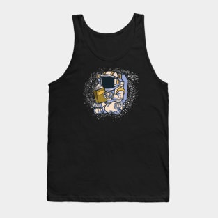 Astronaut in Space with a good Read stars and Planets Tank Top